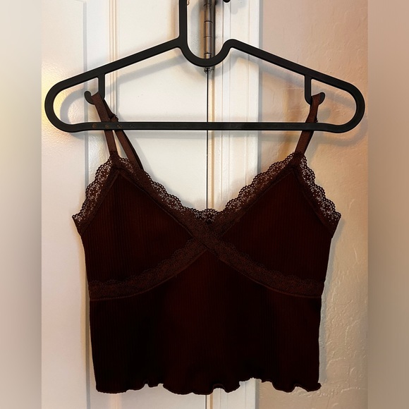 Brown Tanktop with Lace detailing - Picture 1 of 3